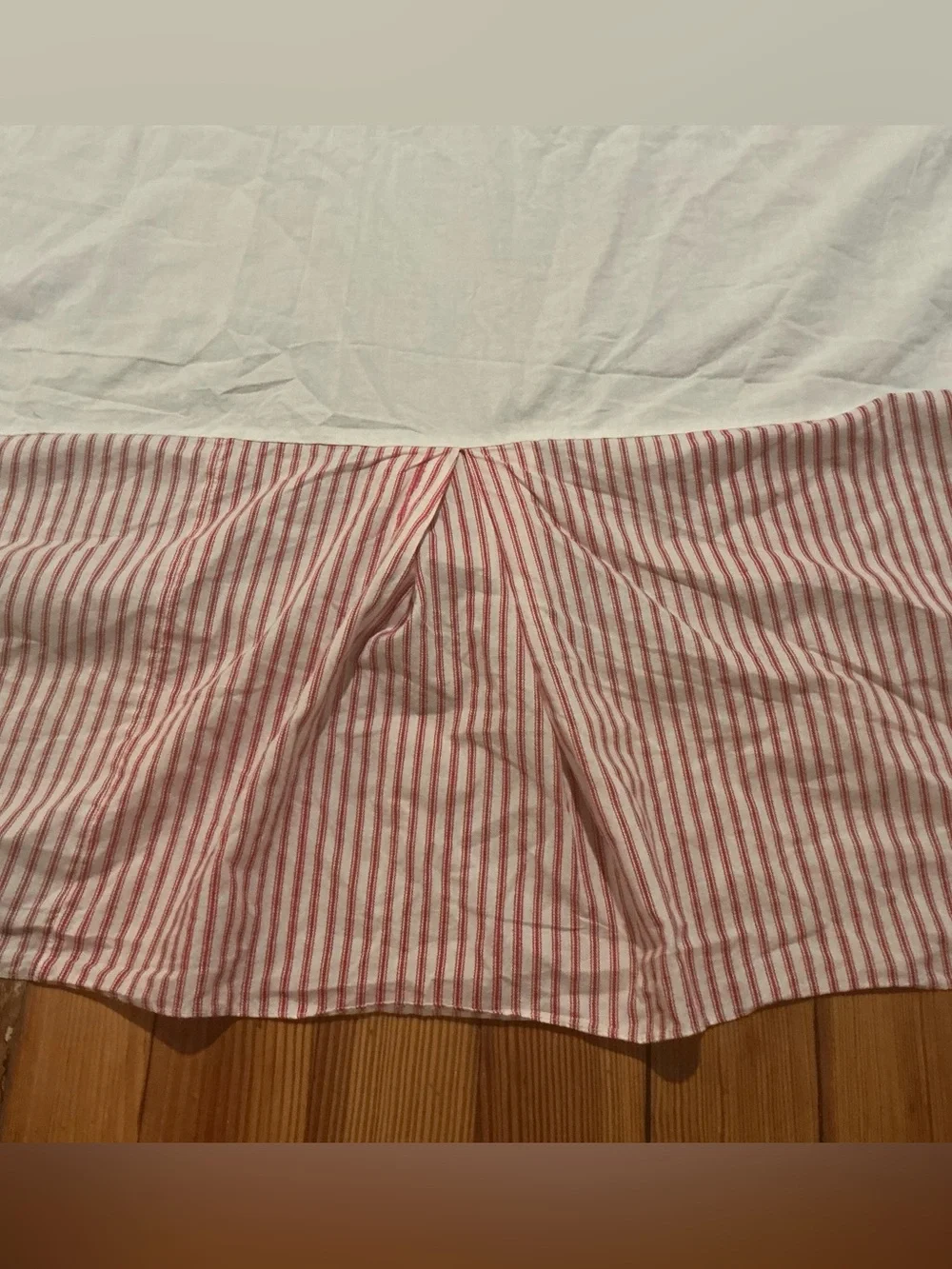 Vintage 100% Cotton Ticking Bedskirt